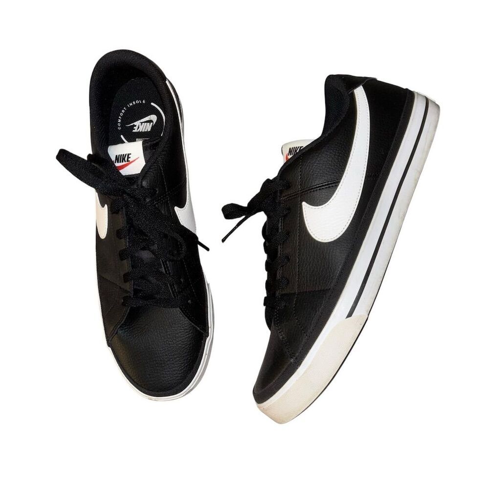 Nike Court Legacy Men's Leather Sneakers Black & White Size 13 Athletic Shoes - Picture 2 of 11